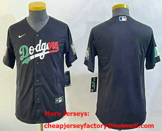 Youth Los Angeles Dodgers Blank Black Mexico 2020 World Series Cool Base Nike Jersey