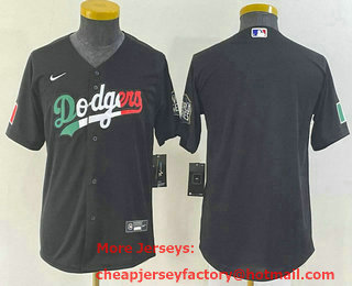 Youth Los Angeles Dodgers Blank Mexico Black Cool Base Stitched Baseball Jersey