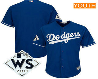 Youth Los Angeles Dodgers Royal 2017 World Series Patch Cool Base Team Jersey