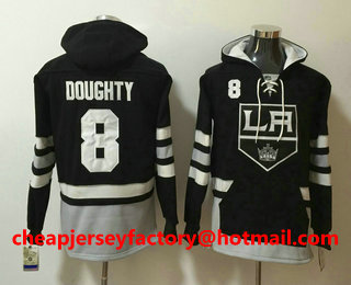 Youth Los Angeles Kings #8 Drew Doughty Black Pocket Stitched NHL Old Time Hockey Pullover Hoodie