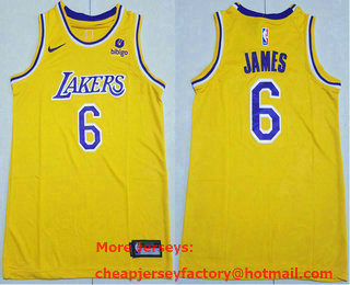 Youth Los Angeles Lakers #23 LeBron James Yellow 2022 Nike Swingman Stitched Jersey With Sponsor