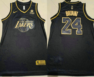 Youth Los Angeles Lakers #24 Kobe Bryant Black Golden Edition Nike Swingman Jersey With Sponsor