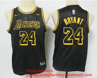 Youth Los Angeles Lakers #24 Kobe Bryant Black NEW 2020 Nike City Edition Wish Jersey