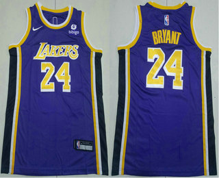 Youth Los Angeles Lakers #24 Kobe Bryant Purple 2022 Nike Swingman Stitched Jersey With Sponsor