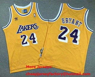 Youth Los Angeles Lakers #24 Kobe Bryant Revolution 30 Swingman Yellow Throwback Jersey