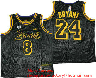 Youth Los Angeles Lakers #8 #24 Kobe Bryant Black NEW 2021 Nike City Edition Wish and Heart Stitched Jersey