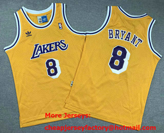 Youth Los Angeles Lakers #8 Kobe Bryant Revolution 30 Swingman Yellow Throwback Jersey