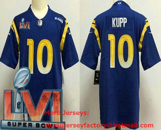 Youth Los Angeles Rams #10 Cooper Kupp Blue 2022 Super Bowl LVI Vapor Untouchable Stitched Limited Jersey