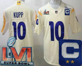 Youth Los Angeles Rams #10 Cooper Kupp Limited Bone C Patch 2022 Super Bowl LVI Vapor Jersey