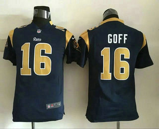 Youth Los Angeles Rams #16 Jared Goff Navy Blue Team Color NFL Nike Game Jersey