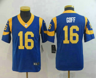 Youth Los Angeles Rams #16 Jared Goff Royal Blue 2017 Vapor Untouchable Stitched NFL Nike Limited Jersey