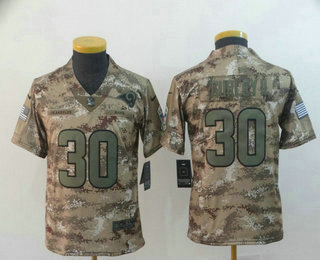 Youth Los Angeles Rams #30 Todd Gurley II 2018 Camo Salute to Service Stitched NFL Nike Limited Jersey