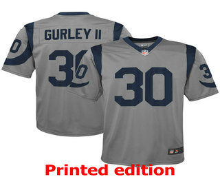 Youth Los Angeles Rams #30 Todd Gurley II Gray 2019 Inverted Legend Printed NFL Nike Limited Jersey