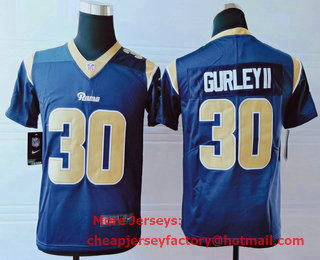 Youth Los Angeles Rams #30 Todd Gurley II Navy Blue 2017 Vapor Untouchable Stitched NFL Nike Limited Jersey