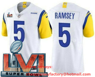 Youth Los Angeles Rams #5 Jalen Ramsey White 2022 Super Bowl LVI Vapor Untouchable Stitched Limited Jersey