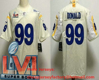 Youth Los Angeles Rams #99 Aaron Donald Cream 2022 Super Bowl LVI Vapor Untouchable Stitched Limited Jersey