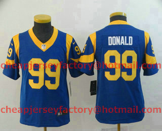 Youth Los Angeles Rams #99 Aaron Donald Royal Blue 2017 Vapor Untouchable Stitched NFL Nike Limited Jersey