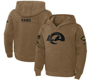 Youth Los Angeles Rams 2023 Brown Salute to Service Pullover Hoodie