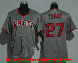 Youth Los Angels Angels of Anaheim #27 Mike Trout Gray Road Stitched MLB Cool Base Jersey