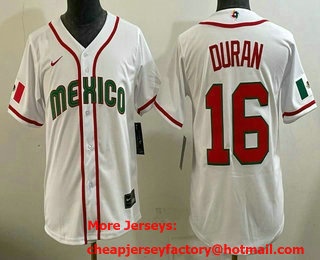 Youth Mexico #16 Jarren Duran White 2026 World Baseball Classic Cool Base Jersey