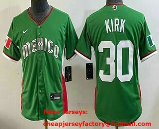 Youth Mexico #30 Alejandro Kirk Green 2026 World Baseball Classic Cool Base Jersey