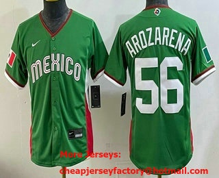 Youth Mexico #56 Randy Arozarena Green 2026 World Baseball Classic Cool Base Jersey