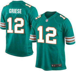Youth Miami Dolphins #12 Bob Griese Aqua Green Alternate 2015 NFL Nike Game Jersey