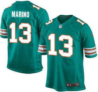 Youth Miami Dolphins #13 Dan Marino Aqua Green Alternate 2015 NFL Nike Game Jersey