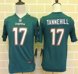 Youth Miami Dolphins #17 Ryan Tannehill Aqua Green Team Color NFL Nike Game Jersey