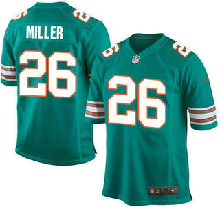 Youth Miami Dolphins #26 Lamar Miller Aqua Green Alternate 2015 NFL Nike Game Jersey