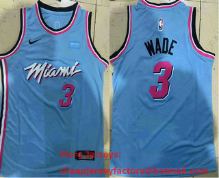 Youth Miami Heat #3 Dwyane Wade Light Blue 2019 Nike Swingman Stitched NBA Jersey With The Sponsor Logo