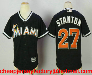Youth Miami Marlins #27 Mike Stanton Black Cool Base Baseball Jersey