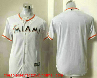 Youth Miami Marlins Blank White Home Stitched MLB Cool Base Jersey