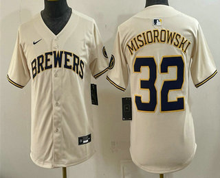 Youth Milwaukee Brewers #32 Jacob Misiorowski Cream Limited Stitched Jersey