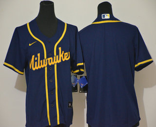 Youth Milwaukee Brewers Blank Navy Blue Stitched MLB Cool Base Nike Jersey