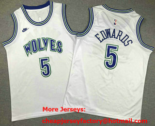 Youth Minnesota Timberwolves #5 Anthony Edwards White Classic Icon Swingman Jersey