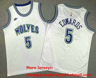 Youth Minnesota Timberwolves #5 Anthony Edwards White Classic Icon Swingman Jersey