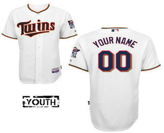 Youth Minnesota Twins Authentic Customized Home White Baseball Jersey