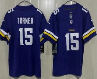 Youth Minnesota Vikings #15 Dallas Turner Limited Purple Vapor Jersey