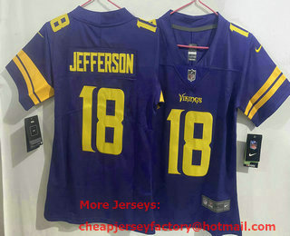 Youth Minnesota Vikings #18 Justin Jefferson Purple 2018 Color Rush Stitched NFL Nike Limited Jersey