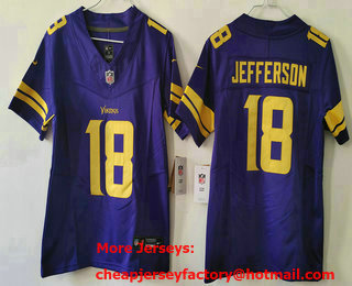 Youth Minnesota Vikings #18 Justin Jefferson Purple 2023 FUSE Color Rush Vapor Limited Jersey