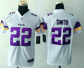 Youth Minnesota Vikings #22 Harrison Smith White Road NFL Nike Game Jersey
