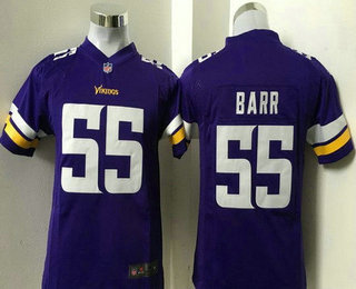 Youth Minnesota Vikings #55 Anthony Barr Purple Team Color Stitched NFL Nike Game Jersey