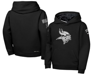 Youth Minnesota Vikings Black 2026 Salute to Service Sideline Pullover Hoodie