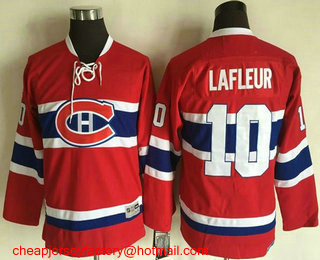 Youth Montreal Canadiens #10 Guy Lafleur 1970-71 Red CCM Throwback Stitched Vintage Hockey Jersey