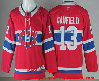 Youth Montreal Canadiens #13 Cole Caufield Red Authentic Jersey