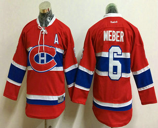 Youth Montreal Canadiens #6 Shea Weber Red A Patch Reebok Home Hockey Jersey