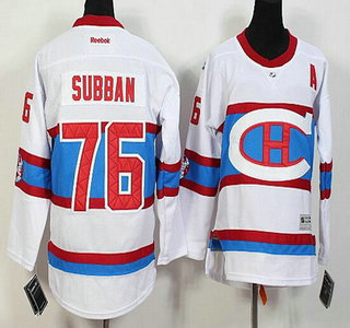 Youth Montreal Canadiens #76 PK Subban Reebok White 2016 Winter Classic Premier Jersey
