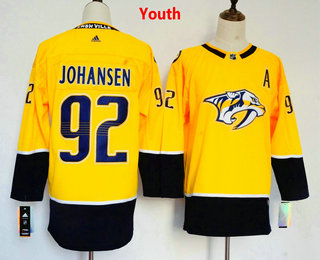 Youth Nashville Predators #92 Ryan Johansen Yellow Home 2017-2018 Hockey Stitched NHL Jersey