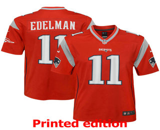 Youth New England Patriots #11 Julian Edelman Red 2019 Inverted Legend Printed NFL Nike Limited Jersey